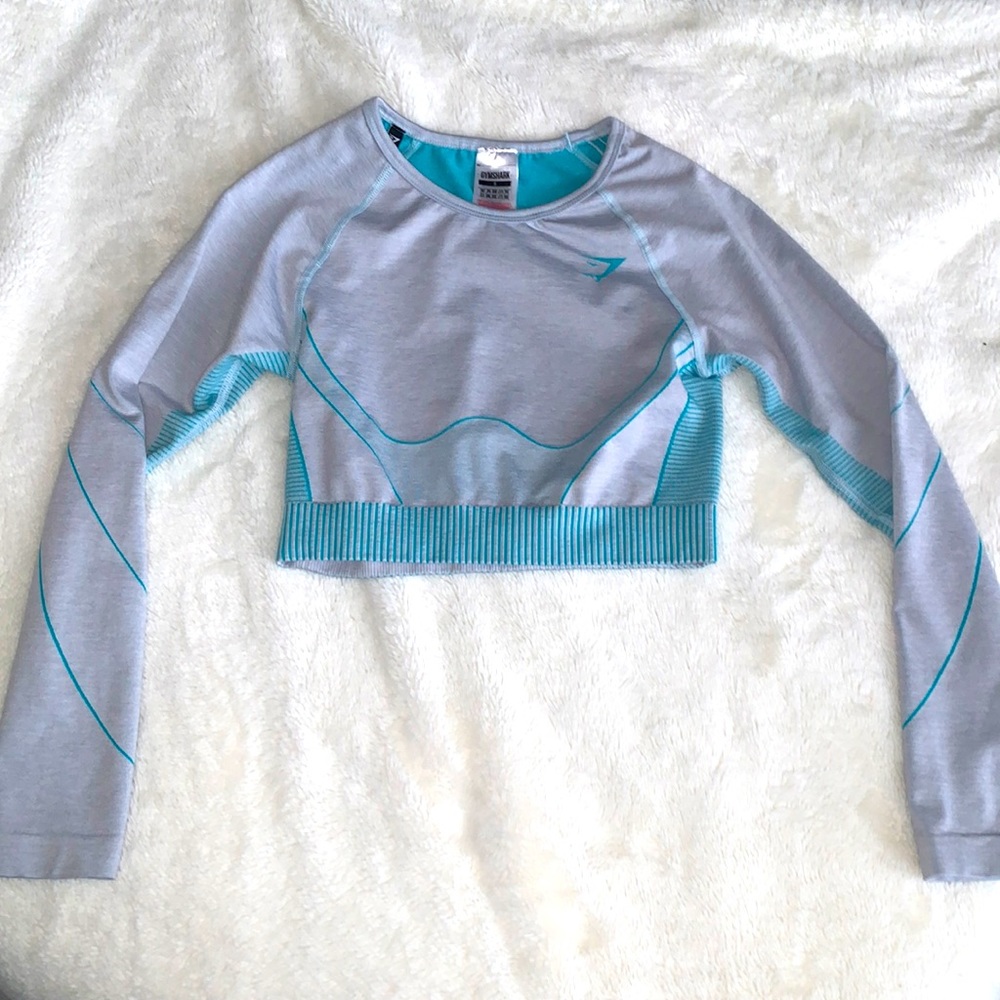 Gymshark Dusty Blue Workout Crop Top